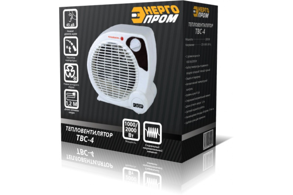 Тепловентилятор ЭНЕРГОПРОМ 220/240V, мощность 1000/2000Вт ТВС-4