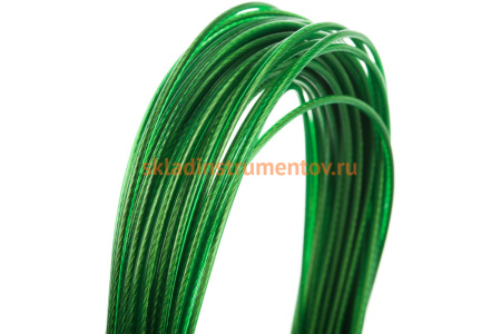 Металлополимерный трос СИБРТЕХ зеленый ПР-2,0, 47645