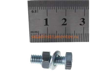 Болт с шестигранной головкой в комплекте с гайкой, шайбой, шайбой пружинной, ЗУБР, МАСТЕР, 303436-06-020