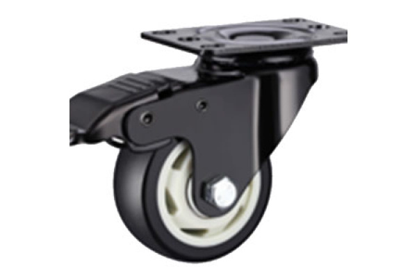 Колесо полиуретановое поворотное с панелью и тормозом 35075Sb (75 мм; 100 кг) А5 1005844