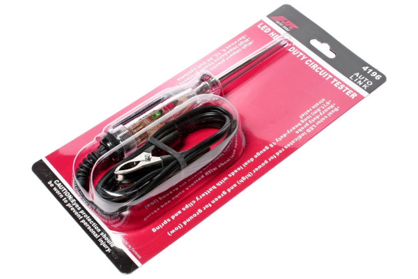 Тестер цепи с диодной индикацией усиленный 6/12/24B, кабель 1.8м JTC-4196