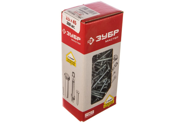 Саморезы ЗУБР СУ-Б универсальные, 45 x 3,5 мм, 300шт, белый цинк, 4-300371-35-045