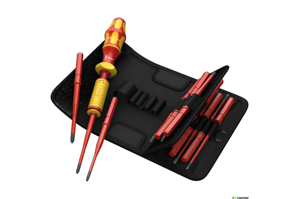 Набор с динамометрической отверткой  WERA Kraftform Kompakt VDE 15 extra slim 1, 1,2-3 Нм, 15 предметов WE-059291