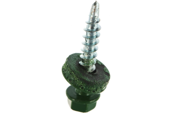 Саморезы для крепления кровельных материалов к деревянной обрешетке Зубр цвет RAL 6002 зеленый лист, оцинкованный, 4,8x29мм, 2500шт 4-300310-48-029-6002