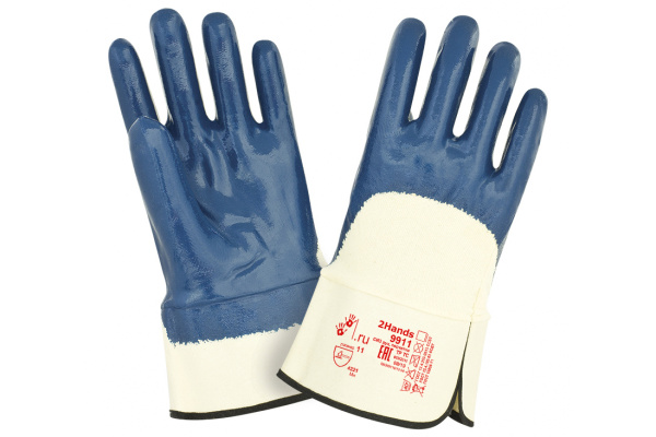 Перчатки 2Hands джерси/покрытие нитрилом 3/4, манжет крага 9911-11 XL