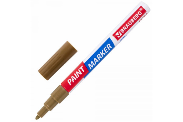 Лаковый маркер-краска BRAUBERG EXTRA paint marker 2 мм, золотой, улучшенная нитро-основа, 151972
