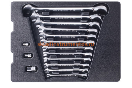 Набор комбинированных ключей с трещоткой (ложемент, 15 предметов) KING TONY 9-10215MR