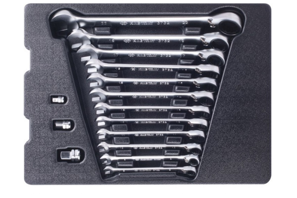 Набор комбинированных ключей с трещоткой (ложемент, 15 предметов) KING TONY 9-10215MR