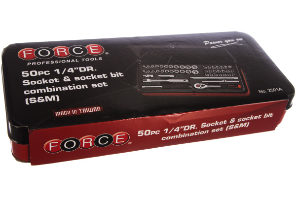 Набор дюймовых и метрических 6-ти гранных головок и головок-бит FORCE 2501А