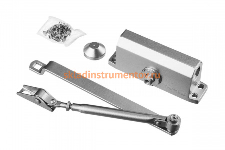 Дверной доводчик для дверей массой до 80 кг STAYER цвет серебро 37915-80