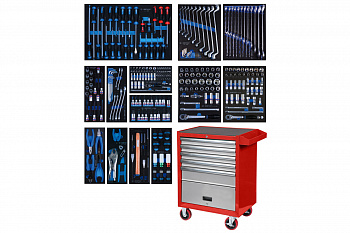 Набор инструментов в красной тележке KING TONY 286 предметов 934-010AMR