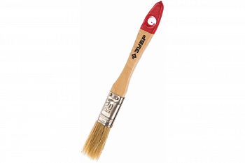 Плоская кисть Зубр Универсал Стандарт натуральная щетина деревянная ручка 20 мм 4-01001-020