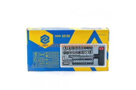 Отвертка с битами и головками VOREL Т-образная, 41 шт 65150