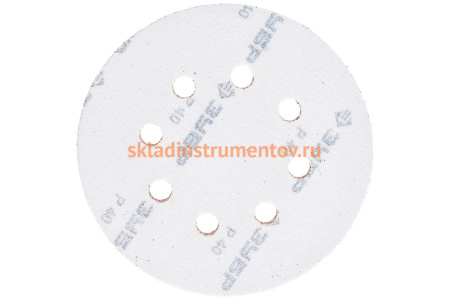 Круг шлифовальный СТАНДАРТ (5 шт; 125 мм; 8 отв; Р40) Зубр 35350-125-040