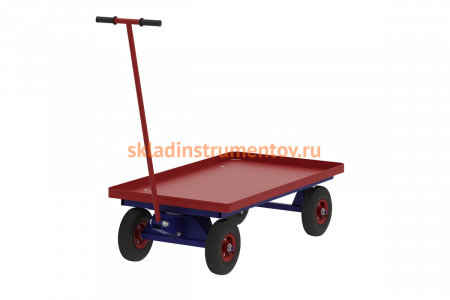 Тележка RUSKLAD ТПО 5 (700x1200x50) платформенная, с поворотной осью, с пневматическими колёсами
