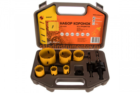 Набор коронок Bi-Metal (10 предметов+2 адаптера) Энкор 24558