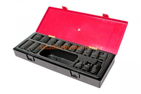 Набор шестигранных ударных торцевых головок 1/2" 10-24мм в кейсе 16шт JTC-K4161