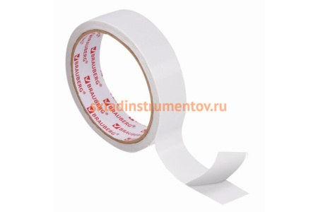 Клейкая двухсторонняя лента BRAUBERG 25 мм х 8 м, полипропиленовая основа, 90 микрон 606425
