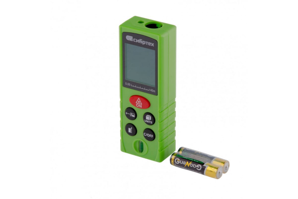 Лазерный дальномер с пузырьковым уровнем Сибртех PM-40 38010