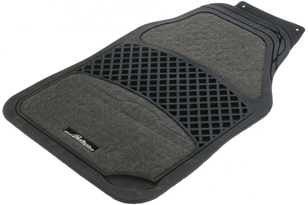 Универсальные полимерные ковры с ковролиновыми вставками в салон автомобиля Airline, цвет - серый/черный, комплект из 4х ковров ACM-RCM-03