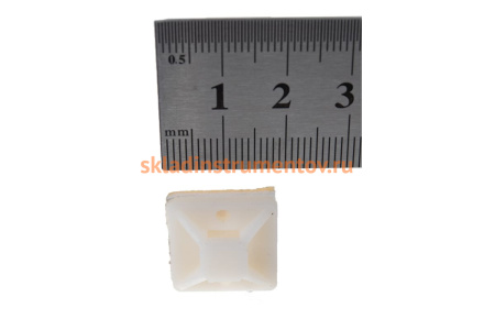 Самоклеющаяся площадка под хомут-стяжку Зубр ПХС  белая, 20 x 20 мм, 100 шт, нейлоновая, 30915-20