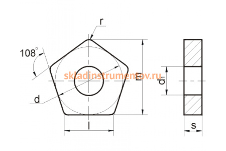 Пластина 10113-110408 PNUA-110408 пятигранная Т15К6 Н10 гладкая GRIFF 031695