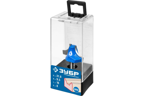 Фреза пазовая фасонная №1 ПРОФЕССИОНАЛ (31.8х16х48 мм; R9.5 мм; хвостовик 8 мм) Зубр 28740-31.8