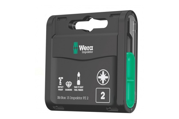 Бита Pozidriv Bit-Box 15 Impaktor PZ (15 шт; 25 мм; PZ2) WERA WE-057763