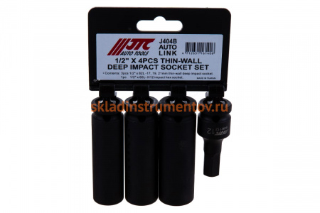 Набор головок ударных глубоких (1/2"; 17-21 мм; НЕХ12) 4 шт. JTC JTC-J404B 