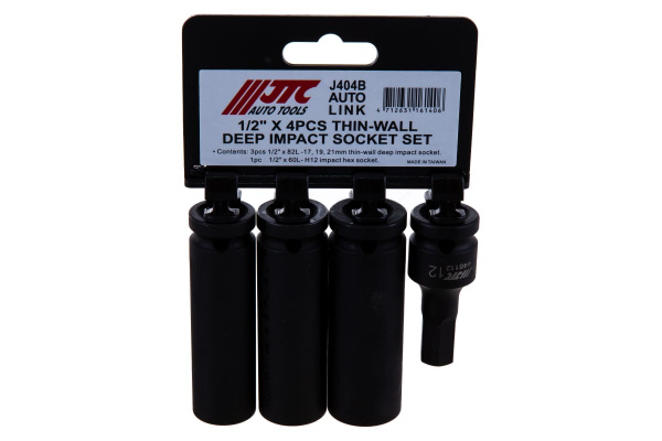 Набор головок ударных глубоких (1/2"; 17-21 мм; НЕХ12) 4 шт. JTC JTC-J404B 