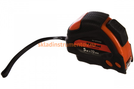 Рулетка, обрезиненный корпус 5мх19мм с автостопом AV Steel AV-970350