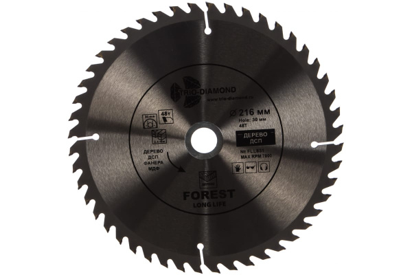 Диск пильный по дереву (216х30 мм; 48Т) TRIO-DIAMOND FLL831