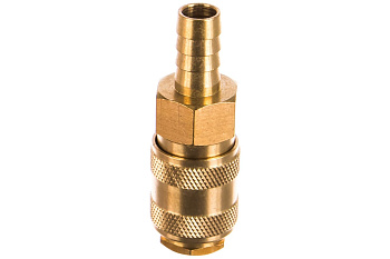 Быстроразъем пневматический с клапаном - елочка 10 мм, латунь ЭВРИКА ER-BSE1-4SH