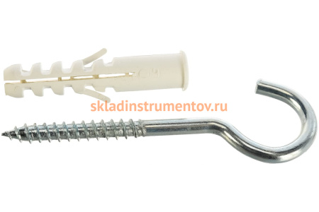 Распорный дюбель Зубр МАСТЕР тип ЕВРО с шурупом-полукольцом, 10х50 / 6х90 мм, 4 шт 30686-10-50