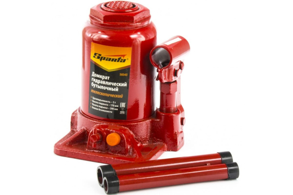 Гидравлический бутылочный домкрат SPARTA телескопический, 5 т 50343
