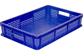 Перфорированный ящик с ручками Тара.ру 600х400х120 мм, синий 16676