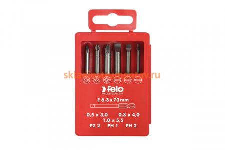 Набор бит SL/PZ/PH Industrial  73 мм в кейсе, 6 шт. Felo 03092716