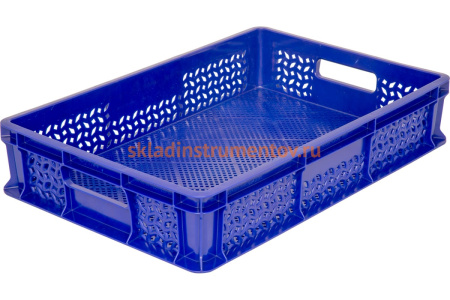 Перфорированный ящик с ручками Тара.ру 600х400х120 мм, синий 16676