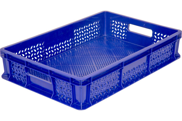 Перфорированный ящик с ручками Тара.ру 600х400х120 мм, синий 16676