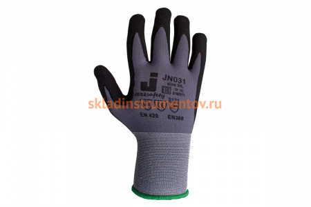 Перчатки с микронитриловым покрытием (12 пар) JetaSafety JN031/M