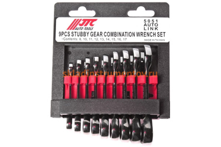 Набор комбинированных трещоточных коротких ключей 8-17мм 9шт JTC-5051