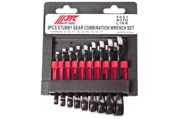 Набор комбинированных трещоточных коротких ключей 8-17мм 9шт JTC-5051