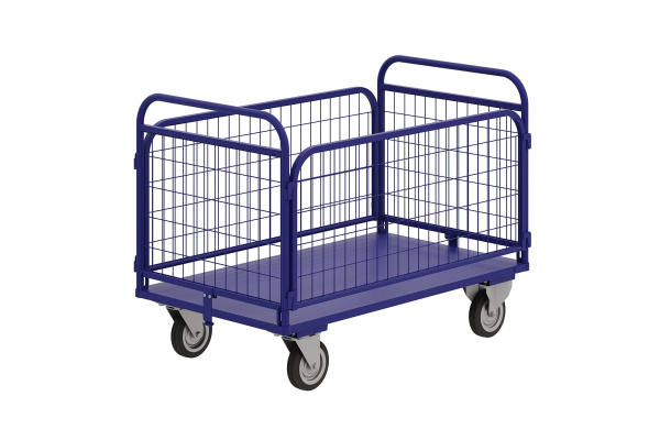 Тележка RUSKLAD платформенная с сетчатыми бортами и складными ручками  ТСРС 2 (600х900) d125мм Тележка RUSKLAD платформенная с сетчатыми бортами и складными ручками  ТСРС 2 (600х900) d125мм