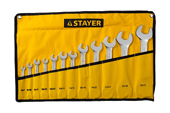 Набор гаечных рожковых ключей 6-32мм, 12шт STAYER PROFI 27035-H12