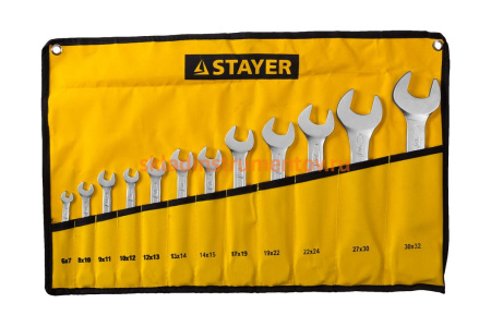 Набор гаечных рожковых ключей 6-32мм, 12шт STAYER PROFI 27035-H12