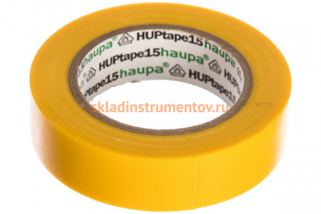 Изолента ПВХ HAUPA цвет желтый, шир.15мм, длина 10 м, d 60 мм 263806