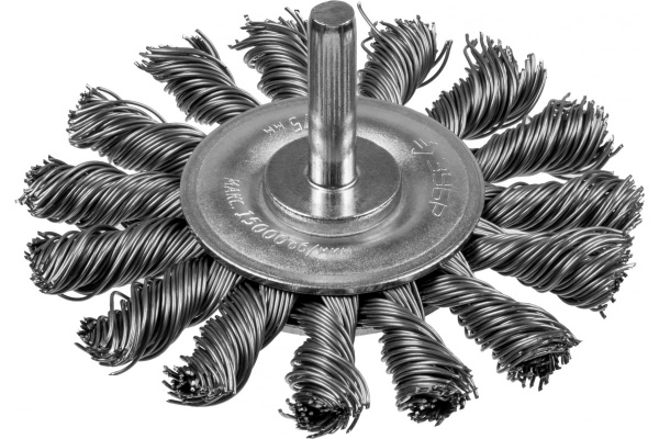 Щетка дисковая ПРОФЕССИОНАЛ (75 мм; 0.5 мм; жгутированная стальная проволока) для дрели Зубр 3522-075_z02