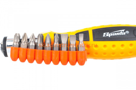 Реверсивная отвертка с набором бит 9 шт SPARTA 115455
