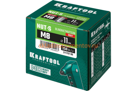 Резьбовые заклепки KRAFTOOL Nut-S М8, 250 шт 311707-08