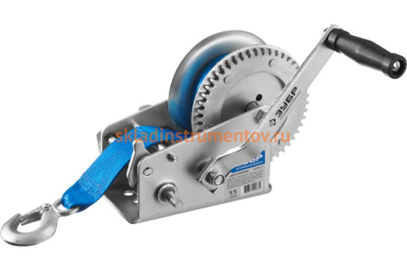 Ручная барабанная лебедка Зубр ПРОФЕССИОНАЛ ленточная 1,1т 10м 43115-1.1